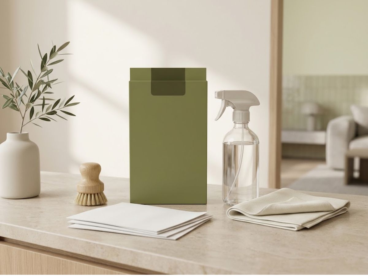 All-purpose cleaning sheets with a reusable spray bottle