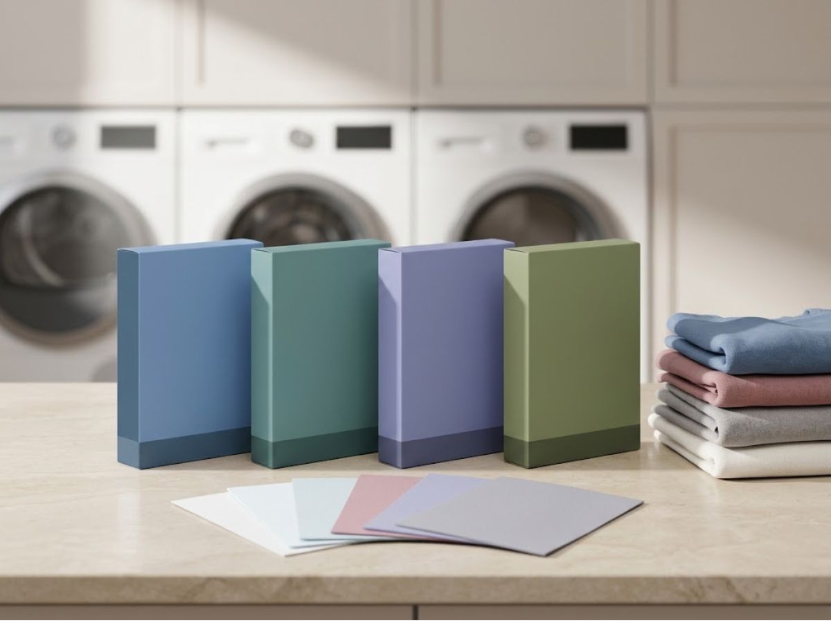 Disposable and reusable colour catcher sheets with folded coloured laundry