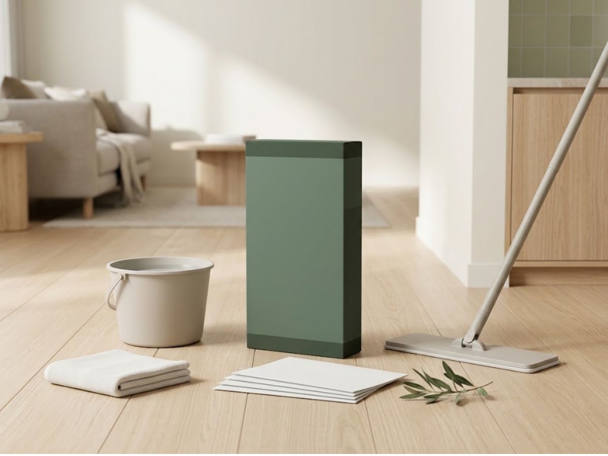 Floor cleaning sheets with a flat mop and prepared cleaning solution